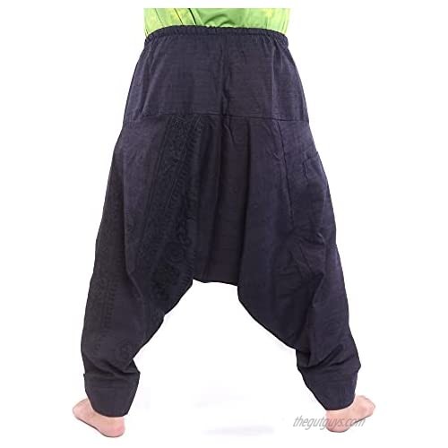 jing shop Aladdin Harem Drawcord Baggy Pants Traditional Print Cotton Mix