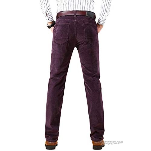 Lentta Men's Business Casual Straight Leg Slim Stretch Corduroy Long Pants