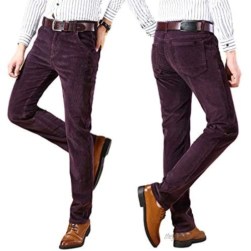 Lentta Men's Business Casual Straight Leg Slim Stretch Corduroy Long Pants