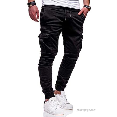 Mens Fashion Cargo Sport Pants - Mens Loose Fit Long Cotton Cargo Pants Sweatpants Trouser