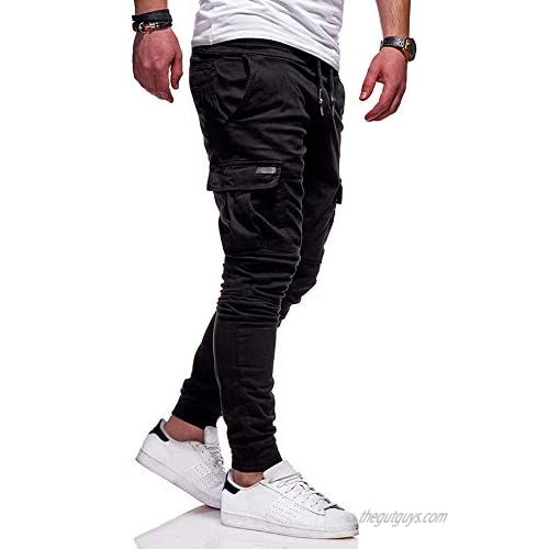 Mens Fashion Cargo Sport Pants - Mens Loose Fit Long Cotton Cargo Pants Sweatpants Trouser