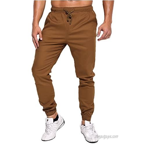 MODCHOK Men's Chino Jogger Pants Casusal Workout Trousers Slim Fit Sweatpants