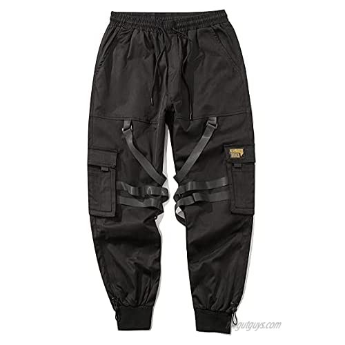 MOKEWEN Men's Urban Techwear Ankle Band Casual Cargo Pants with Pocket