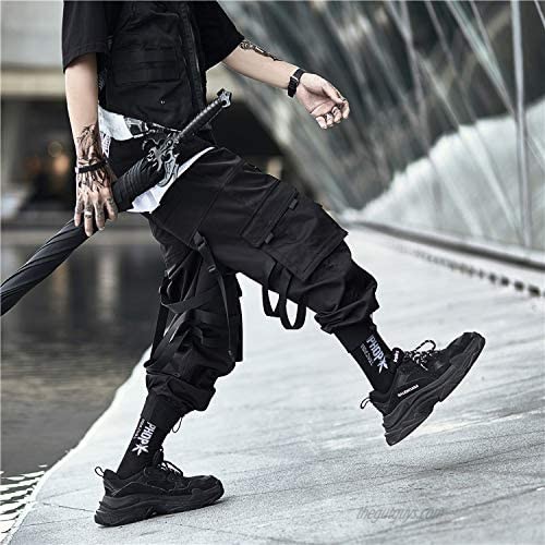 MOKEWEN Men's Urban Techwear Ankle Band Casual Cargo Pants with Pocket