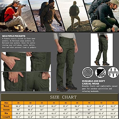 TRGPSG Men's Lightweight Casual Cargo Pants Multi-Pocket Military Combat Relaxed Fit Tactical Work Hiking Pants