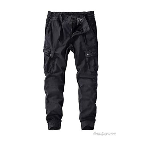 utcoco Mens Slim-Fit Casual Tapered-Leg Pockets Cotton Twill Military Jogger Pants
