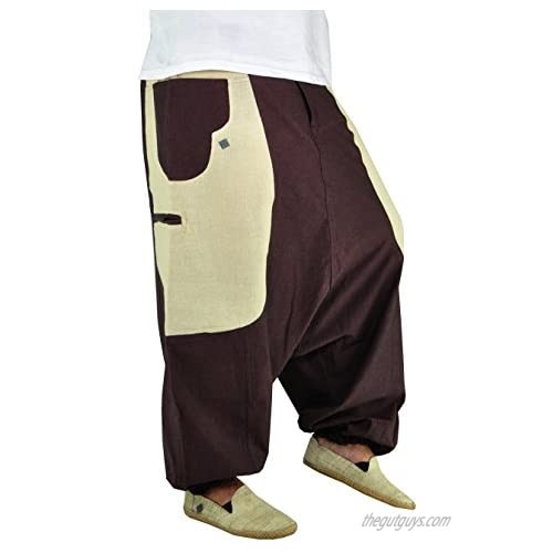 virblatt - Aladdin Pants Men | 100% Cotton 100% Hemp Pockets | Harem Pants Men Hippie Pants Men Aladdin Pants Genie