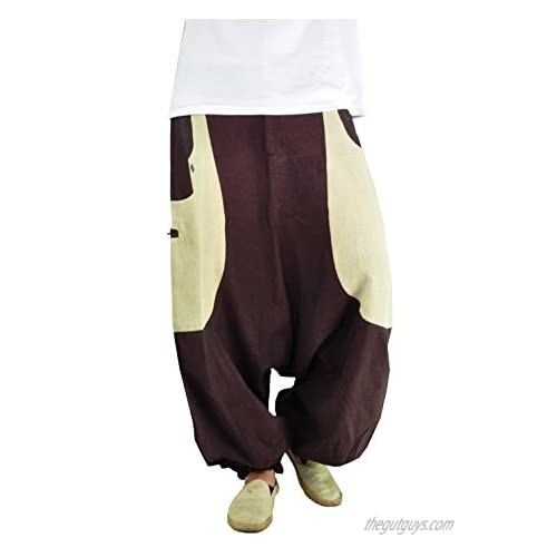 virblatt - Aladdin Pants Men | 100% Cotton  100% Hemp Pockets | Harem Pants Men Hippie Pants Men Aladdin Pants Genie