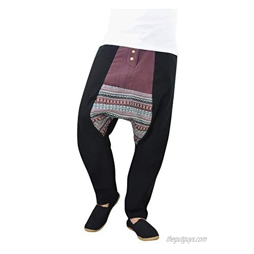 virblatt - Harem Pants for Men | 100% Cotton | Aladdin Pants Men Drop Crotch Pants Parachute Gypsy Pants Hippie Clothes