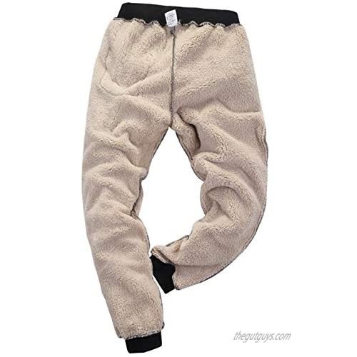 Yeokou Mens Winter Warm Sherpa Lined Active Thermal Jogger Fleece Sweatpants Pant