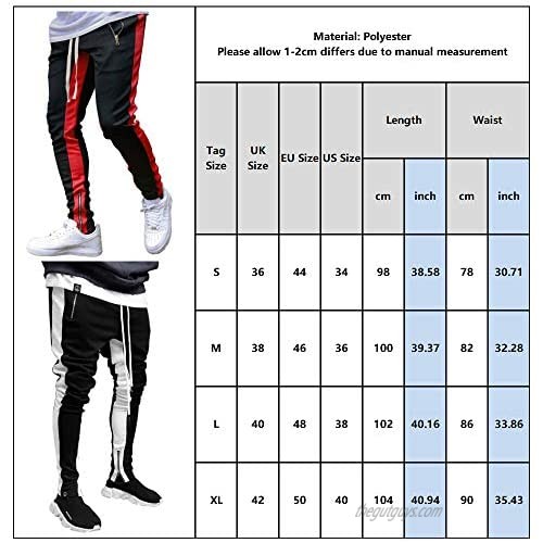ZNU Men's Track Pants Athletic Workout Slim Fit Stretch Drawstring Striped Zipper Sweatpants