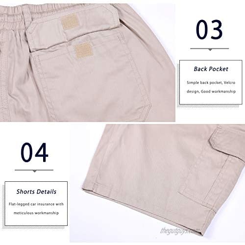 APTRO Men's Cargo Shorts 8 Inseam Lightweight Cotton Casual Shorts D01 Khaki L