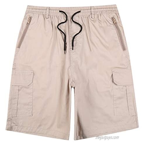 APTRO Men's Cargo Shorts 8" Inseam Lightweight Cotton Casual Shorts D01 Khaki L