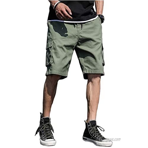 BSUDILOK Men's Advanced Cargo Shorts Easily fit Multi-Pocket Outdoor Solid Color Cargo Shorts Cotton