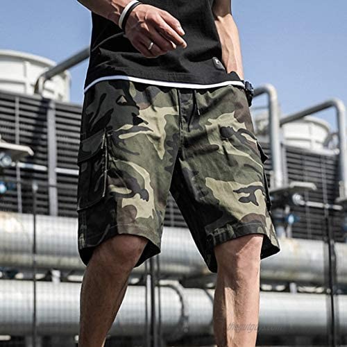 DIOMOR Plus Size Fashion Camo Outdoor Cargo Shorts for Men Casual 9 Inseam Big Pockets Hiking Trunks Camouflage Pants