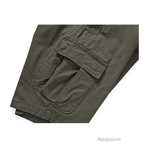 ESTRIVER Men’s Cotton Twill Multi Pocket Cargo Shorts Classic Slim Fit Outdoor Hiking Work Shorts with Drawstring
