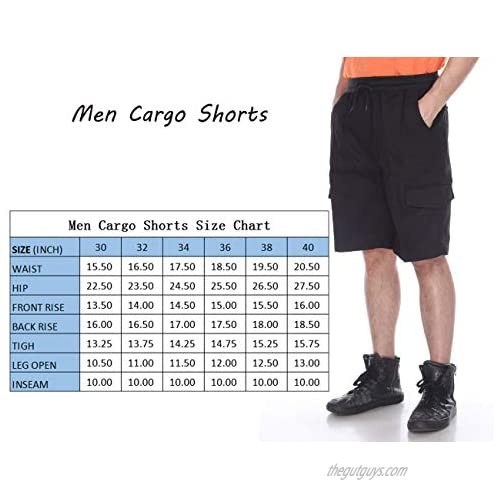 Facitisu Men Cotton Cargo Shorts Elastic Waist Drawstring Relaxed Fit Multi Pockets Shorts