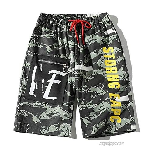 GUOYUXIAO Casual Summer Shorts Men Streetwear Letter Printing Mens Shorts Camouflage Beach Men's Shorts