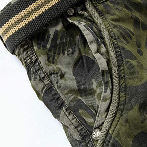 Jubaton Men's Fashion Mid-Waist Cargo Shorts Personalized Letter Camouflage Printed