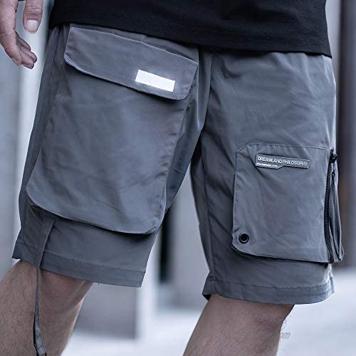 KILLWINNER Mens Cargo Short with Pocket Relaxed Fit Elastic Waist Polyester Shorts