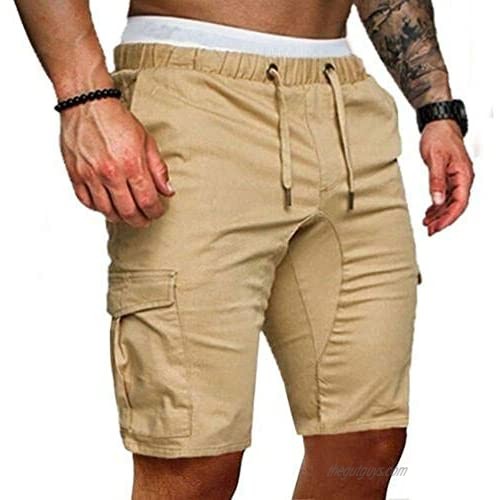 Mens Casual Camo Shorts Combat Elasticated Waist Short Pants Military Army Cargo Work Trousers with Pockets