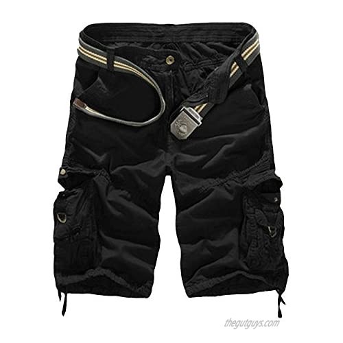 Men's Casual Plaid Cotton Cargo Shorts Patchwork with Pockets for Sports