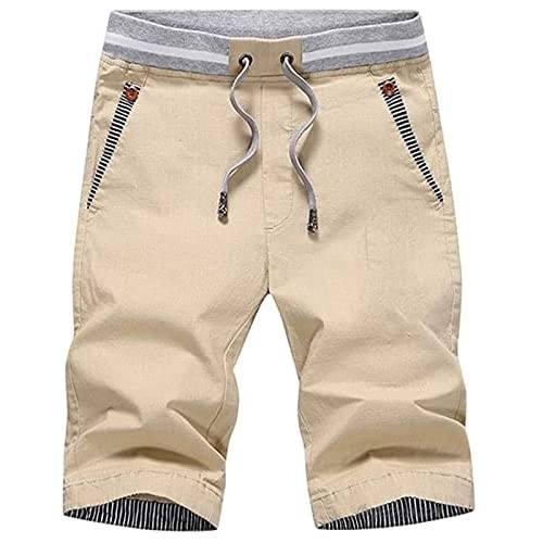 Raeneomay Men's Shorts Casual Relaxed Fit Summer Big Tall Shorts with Elastic Waist Pockets Beach Shorts
