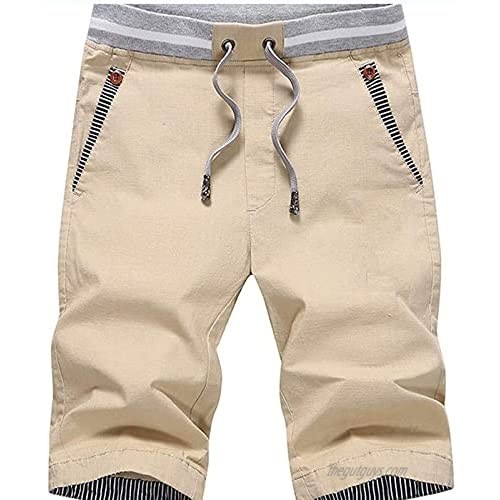 Raeneomay Men's Shorts Casual Relaxed Fit Summer Big Tall Shorts with Elastic Waist Pockets Beach Shorts