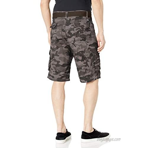 Southpole Men's Belted Ripstop Basic Cargo Shorts Grey Black 29