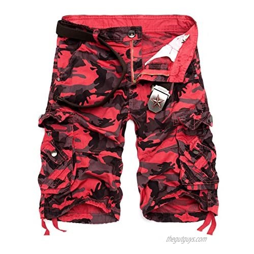USTZFTBCL Men's Camouflage Loose Cargo Shorts Men Summer Military Camo Short Pants Cargo Shorts