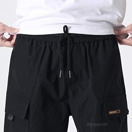 USTZFTBCL Summer Cargo Shorts Men Army Military Trend Elastic Waist Men's Street Knee Length Casual Shorts