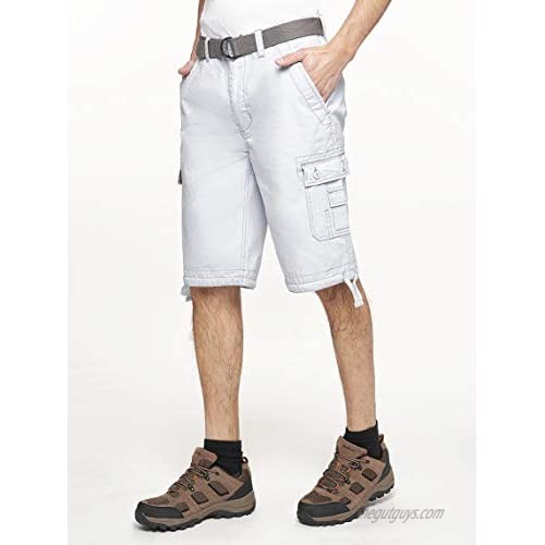 WEAR FIRST. THEN TELL THE DIFFERENCE Caution Rip Men's Cargo Shorts with 12 Inseam 6 Pockets and Zipper Front