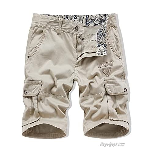 XIONG TAI Mens Stretch Cargo Shorts Relaxed Fit with Pockets Khaki Camo Camouflage Shorts Casual Work Shorts(A346 White 34)