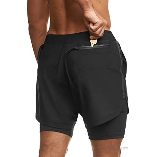 Magiftbox Mens 2-in-1 Shorts Athletic 5” Shorts Running Short for Men with Liner Phone Pockets S07