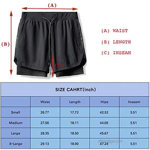 Magiftbox Mens 2-in-1 Shorts Athletic 5” Shorts Running Short for Men with Liner Phone Pockets S07