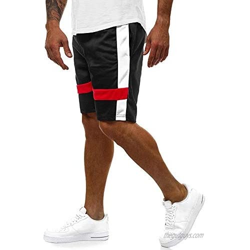 ZNU Mens Shorts Athletic Workout Classic Fit Stretch Drawstring Summer Beach Striped Shorts