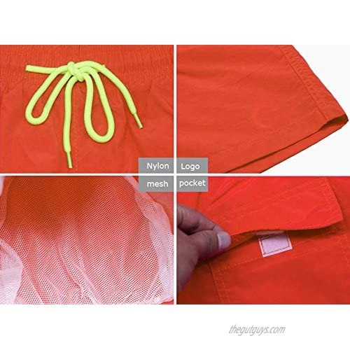 JINSHI Men's Quick Dry Swim Trunks Bathing Suit Beach Shorts (Orange 2XL)