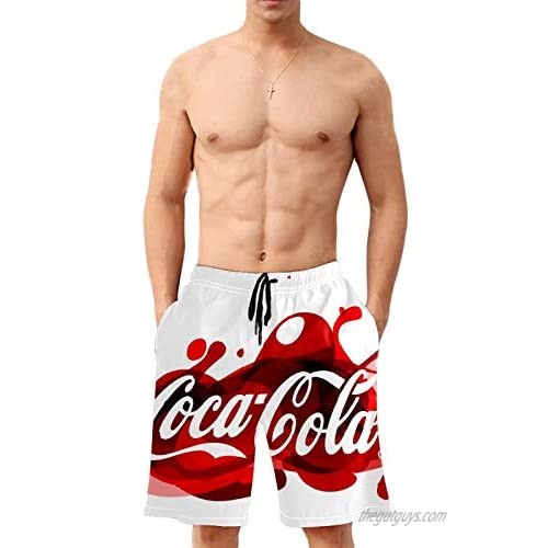 Men's Swim Trunks Coca Cola Quick Dry Shorts with Bathing Suits with Mesh Lining
