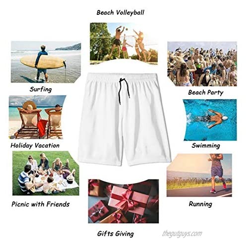 Qeutuiel Men Fast Dry Swim Trunks with Pocket Board Shorts for Summer Surfing