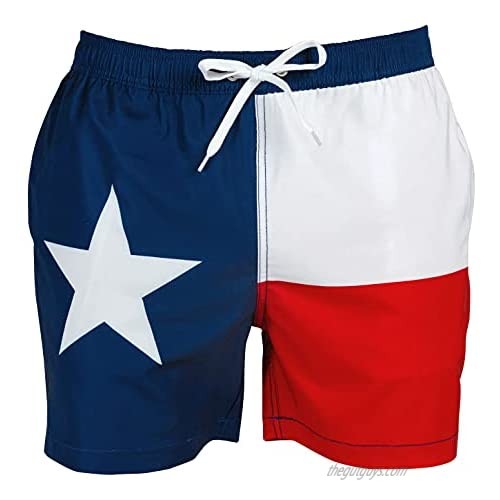 Shinesty Mens The Ten Gallon Texas Flag Swim Trunks