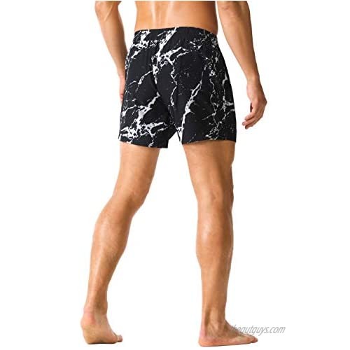 Unitop Men's Swim Trunks Classical Volley Board Shorts Colorful Pattern with Mesh Lining