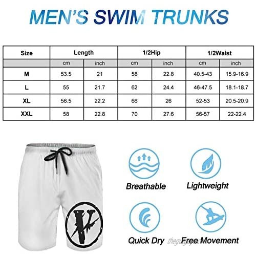 Vlone Men's Shorts Casual Classic Beach Pants Summer Surf Swim Quick Dry Short Trunks with Mesh Lining（L Vlone 14）
