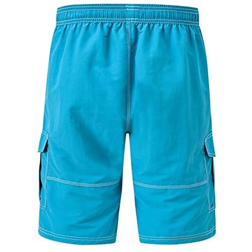Akula Men's Swim Trunks Long Beach Shorts Quick Dry Board Shorts with Cargo Pockets