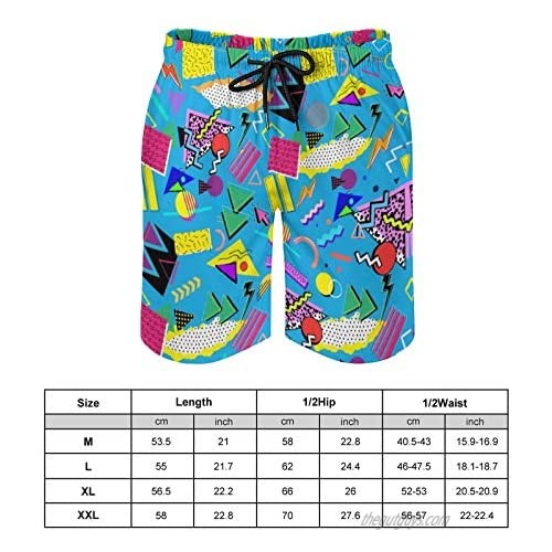 Beach Shorts for Men Swim Trunks Retro 80s 90s Memphis Quick Dry Summer Beach Surfing Sports Shorts with Mesh Lining Pants