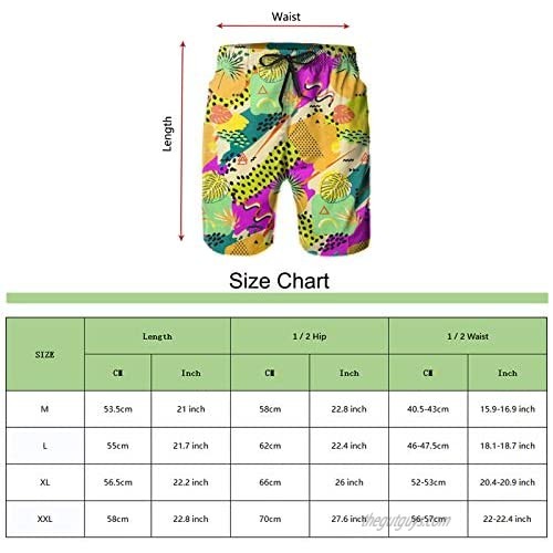 Carwayii Vintage 80s 90s Memphis Swim Trunks Quick Dry Boardshorts Sport Bathing Suit Workout Board Shorts for Men