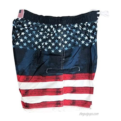 Exist Mens American Flag Swim Trunks - USA American Flag Board Shorts for Swimming