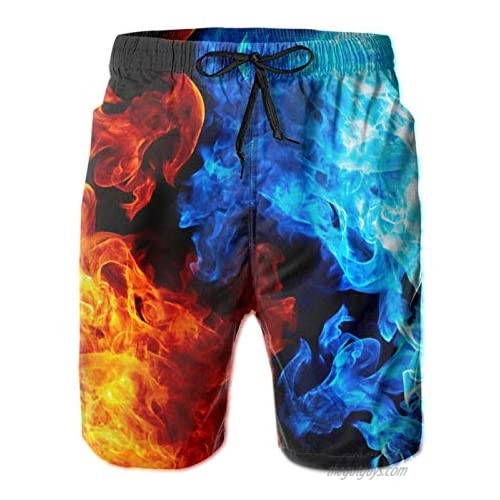Fire Ice Smoke Men's Swim Trunks Swimwear Beach Shorts Board Shorts with Pockets