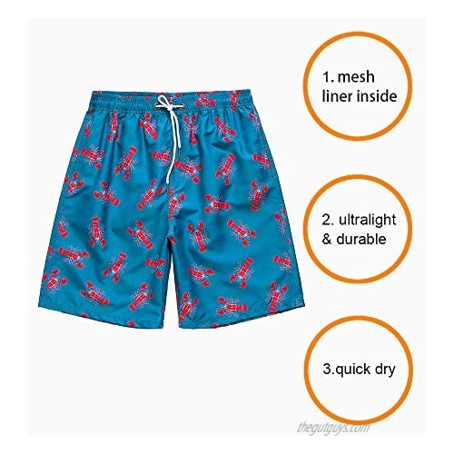 FREDRM Mens Swim Trunks Long 9 Quick Dry Board Shorts with Mesh Lining Swimwear Bathing Suits