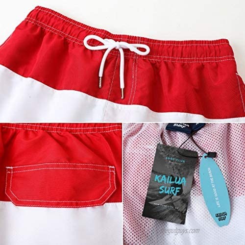 KAILUA SURF Mens Swim Trunks Quick Dry Mens Boardshorts 7 Inches Inseam Mens Bathing Suits with Mesh Lining