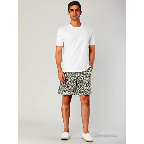Lars Amadeus Men's Summer Printed Shorts Drawstring Beach Pattern Short Pants